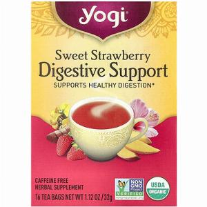 Yogi Tea Digestive Support Sweet Strawberry Caffeine Free 16 Tea Bags 112 oz 32 g