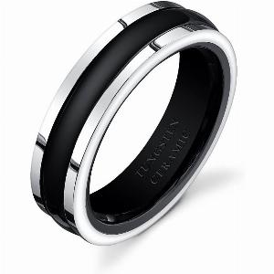 Mens Two Tone Centre 5mm Ring in Tungsten