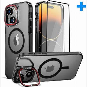 Tasche passend für iPhone 14 Plus Case  Mit 2 Displayschutzfolien  MagSafe Case  Mit Ständer