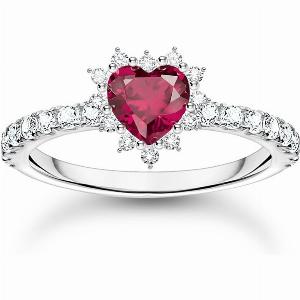 THOMAS SABO Silver Ruby CZ Romantic Heart Ring For Women