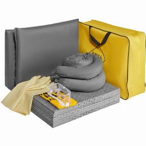 VEVOR Universal Spill Kit Spill Control Supplies 43 pcs Includes 30 Universal Sorbent Pads 2 Universal Sorbent Socks 3x4 2 Disposal Pillows Rubber Gloves and Bag