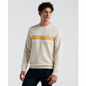 Fleece Chest Stripe Crew Neck Sweatshirt In Birch