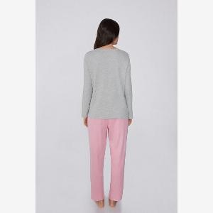 Tezenis Pyjama Long Coton Épais Imprimé Pingouin Femme Gris Taille M