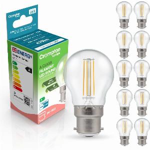 Crompton Golfball LED Light Bulb UltraEfficient B22 22W 40W Eqv Warm White 10Pack AClass Clear