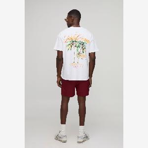 Homme Short de bain milong a broderie  Burgundy  Small  boohooMAN