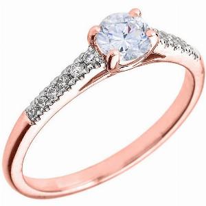 White Topaz  Diamond Solitaire Gemstone Ring in 9ct Rose Gold