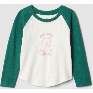 GAP  Tshirt a maniche lunghe con stampa orsetto  BiancoVerde Taglia 612M6974