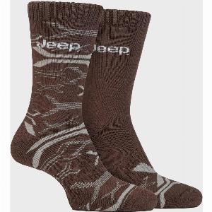 Jeep Mens Breathable Cushioned Bamboo Work Boot Socks  2 Pack Brown