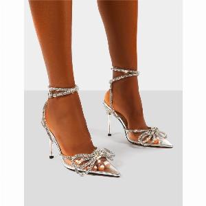 Enjoy 57 Discount on Midnight Clear Diamante Bow Pointed Heels