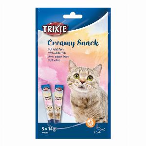 15x14g Pește alb Creamy Snack Trixie Gustări pentru pisici