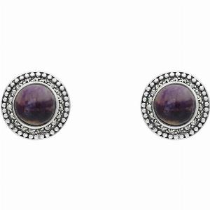Sterling Silver Blue John Marcasite Round Stud Earrings
