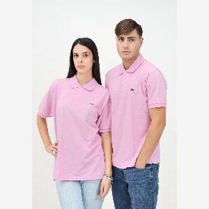 Polo rosa per uomo e donna con patch logo coccodirllo