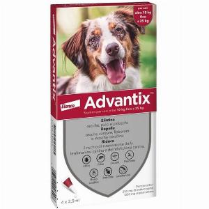 Advantix antiparassitario SpotOn per cani  Cani 1025 Kg  4 pipette  Antiparassitario per cani  1 ORDINE scegli lo sconto BZR5  BZR20  200 punti fedeltà