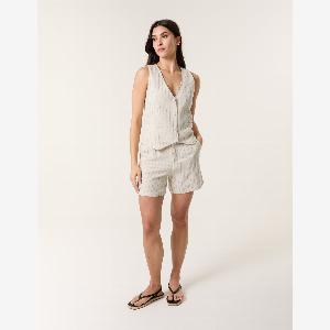 Linen Pinstripe Shorts  L  Linen