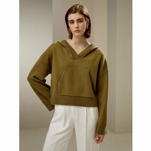 Felpa con cappuccio donna in lana verde avocado sconto 15 ora 147