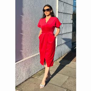 Red Kimono Wrap Over Velvet Dress 60 Now 3395 Save 43