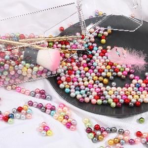 218mm No Hole Multi Color Round Plastic ABS Imitation Pearl Beads for DIY Jewelry Making 10mm 50pcs brown