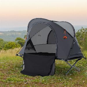 Outsunny Ensemble tente de camping 3 en 1 avec lit de camp 1 personne tente et 1 matelas gonflable  sac de transport inclus
