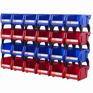 VEVOR Plastic Storage Bin 5Inch x 4Inch x 3Inch Hanging Stackable Storage Organizer Bin BlueRed 24Pack Heavy Duty Stacking Containers for Closet Kitchen Office or Pantry Organization