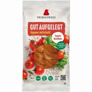 Veganer Aufschnitt mit Tomate Basilikum