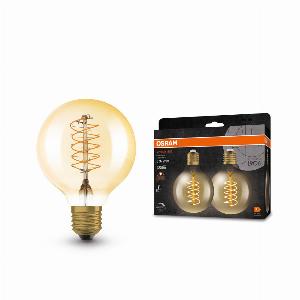 Osram vintage 1906 lampada led led classic slim filament globo dimmerabile 48w 822 oro e27 420 lm 2200 k comfort bianco caldo 2 pezzi
