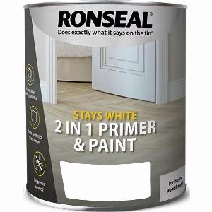 Enjoy 11 Discount on Ronseal Stays White 2in1 Primer and Paint 25L