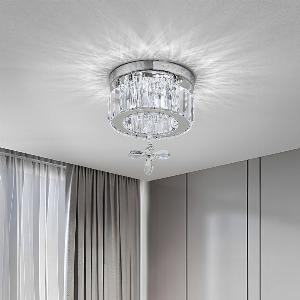 Modern Round Crystal LED Ceiling Light with Crystal Pendant