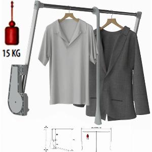 Pull Down Wardrobe Rail  15Kg Soft Close 750mm1150mm