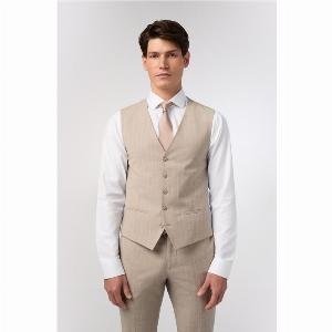 Enjoy 61 Discount on Alexandre Tailored Fit Stone Chalkstripe Waistcoat