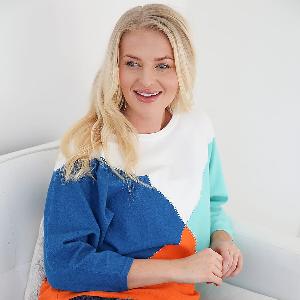 Mudflower Colour Block Batwing with Heartstone Jumper Size 12  Cobalt  Spearmint