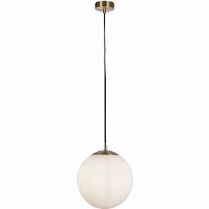 Enjoy a 13 discount on the Atom 30cm Pendant in Satin Brass and Opal Glass