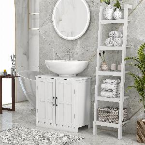 Meuble sous lavabo blanc avec double porte et étagère ajustable 60x30x60cm 5190 