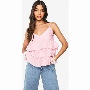 Get 60 Discount on Womens Layered Ruffle Cami  Pink  Size 16