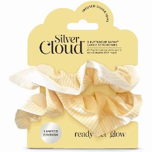 Buttercup Collection Silver Cloud Satin Frilly Scrunchies Now 950