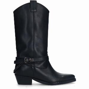 Sichern Sie sich 17 Rabatt auf schwarze LederCowboystiefel mit Schnalle