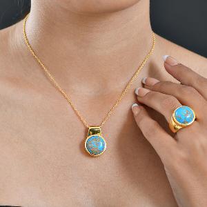 EverTrue AAA blaues Türkis Schmuckset  30 ct