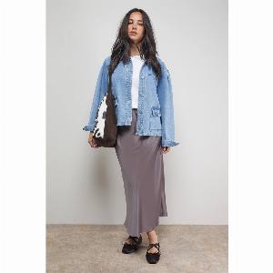 Bias Cut Satin Midi Skirtmocha