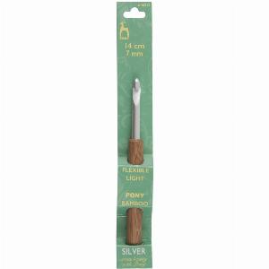 Pony Bamboo Silver Crochet Hook  70mm UK 2