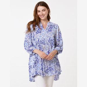 Crinkle Tunic Top  SM  BLUE