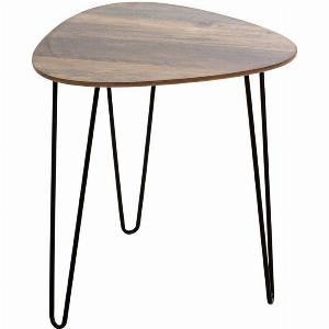 Get 50 Discount on Bohemia Small Dark Oak Wooden End Table with Metal Legs