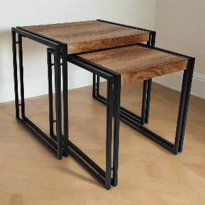 Enjoy 20 Discount on Black  Brown Brooklyn Nest of Tables