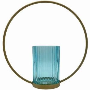 Round Ribbed Glass Tealight Holder Assorted Colours