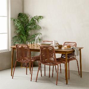 Lot 4 chaises de jardin terracotta Bowen