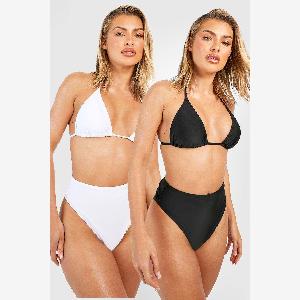 Womens 2 Pack High Waisted Bikini Brief