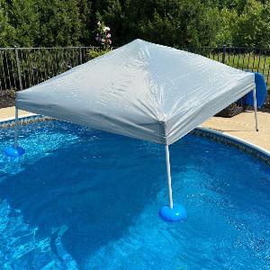 SUNJOY 10x10 Floating Pool Gazebo with PVC Floats and Carry Bag  Gray