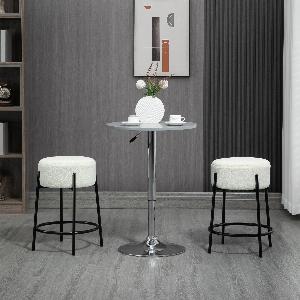 HOMCOM Set aus 2 Barhockern mit Fußstützen Höhe 62 cm  Stahl und Bezug aus Schlingenwolle im Industriedesign  Weiß und Schwarz   Aosom