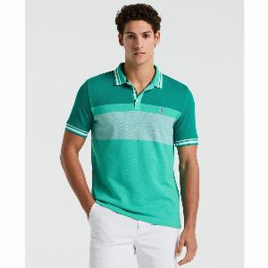 TriColour Polo Shirt In Aqua Green