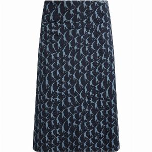 Weird Fish Malmo Bird Print Jersey Stretch Skirt Dark Navy Size 14