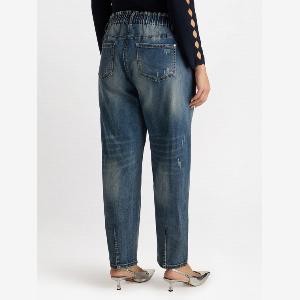Fiorella Rubino  Jeans balloon strappo davanti con tessuto tweed Donna Blu Taglia 37 46 IT