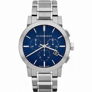 Burberry BU9363 Blue Dial Large Check Stainless Steel Mens Watch